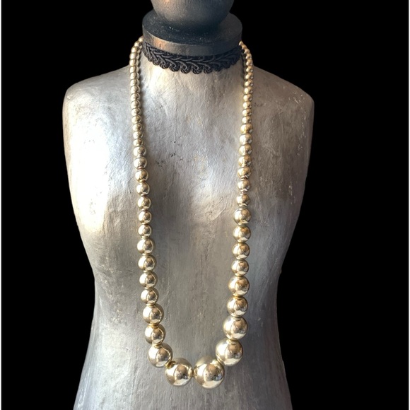 Vintage Estate Vermeil Gold Over Silver Acrylic Beaded Box Clasp Necklace - Picture 3 of 9